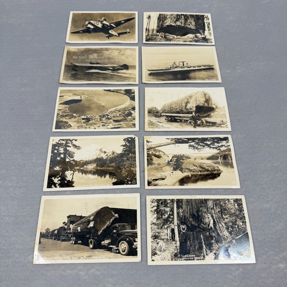 Vintage RPPC Postcard Lot 10 Washington Logging Navy Saratoga Album Remnants
